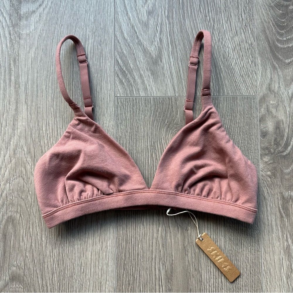 🆕 SKIMS Rose Clay Cotton Stretch Jersey Triangle Bralette - Picture 2 of 7